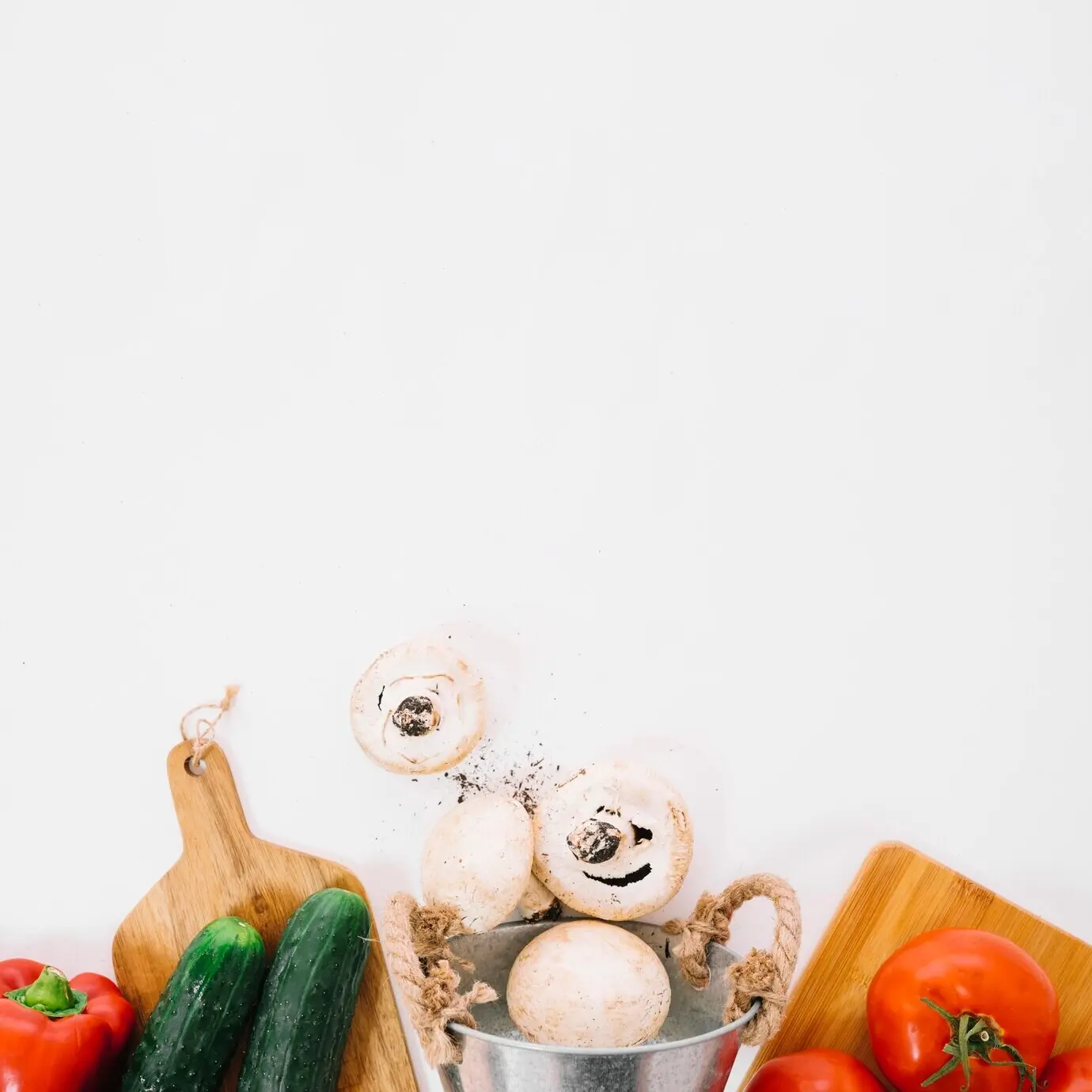 Gemüse und Platz oben